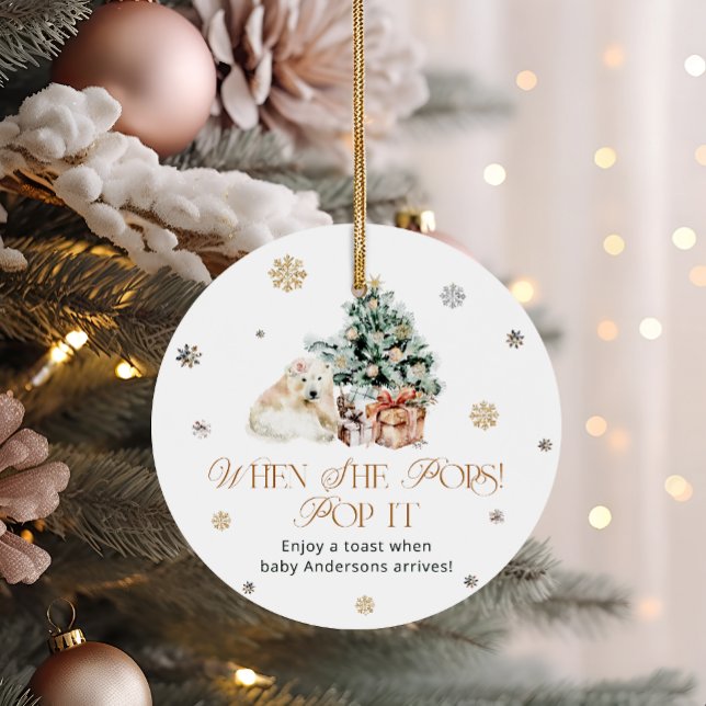 Étiquettes Cadeau Hiver mignon Ours Pop it When She Pops Baby shower (Créateur téléchargé)