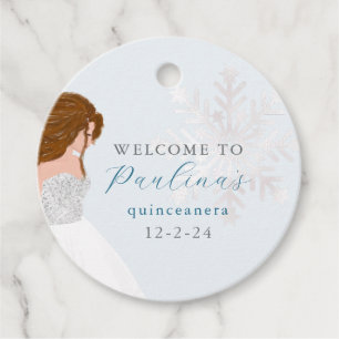 Étiquettes Cadeau Hiver Mis Quince 15e anniversaire Quinceañera Phot