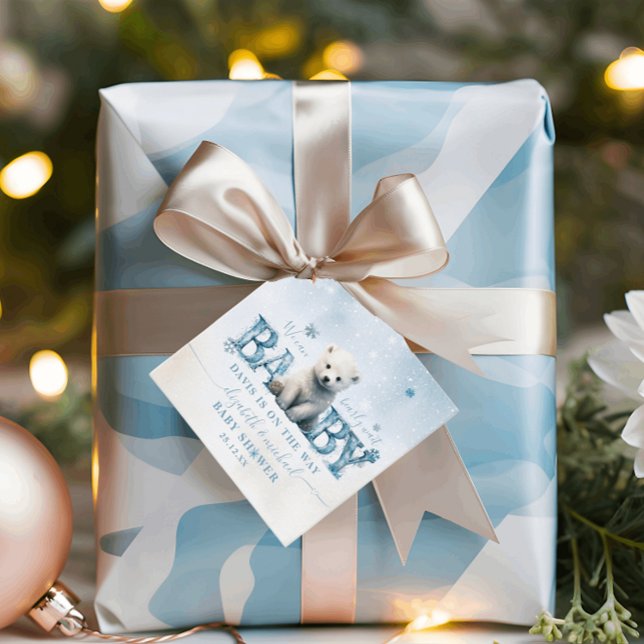 Étiquettes Cadeau Hiver Moderne Bearly Wait Polaire Ours Baby shower (Créateur téléchargé)