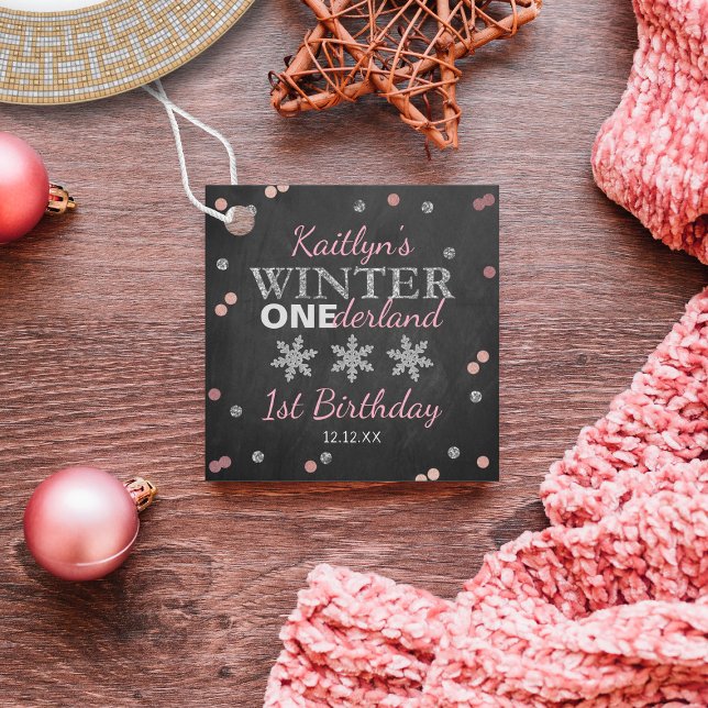 Étiquettes Cadeau Hiver ONE derland Chalkboard 1er anniversaire (Créateur téléchargé)