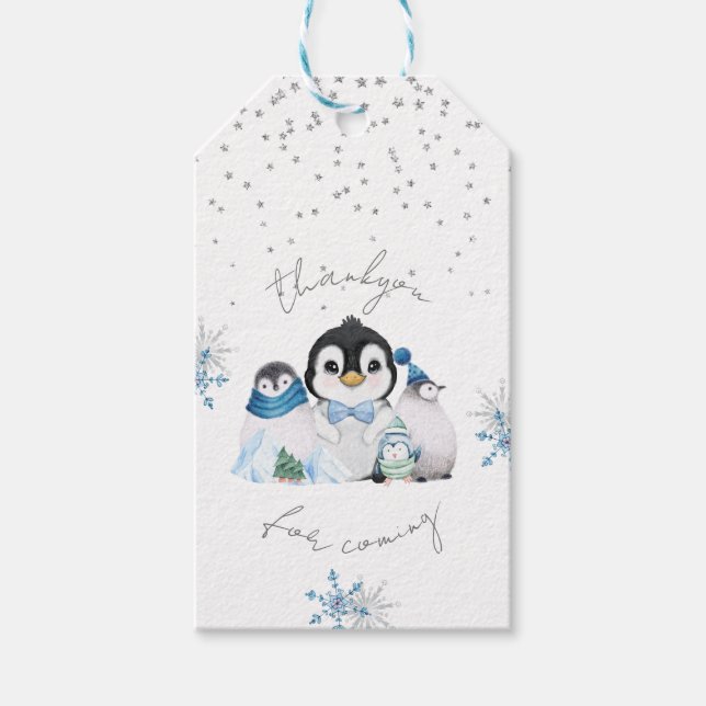 Étiquettes-cadeau Hiver Pays-Bas Pingouin Merci (Devant)