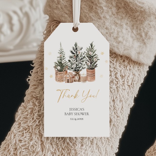 Étiquettes-cadeau Hiver Rustique Noël Arbres Merci Favoriser les éti (Créateur téléchargé)