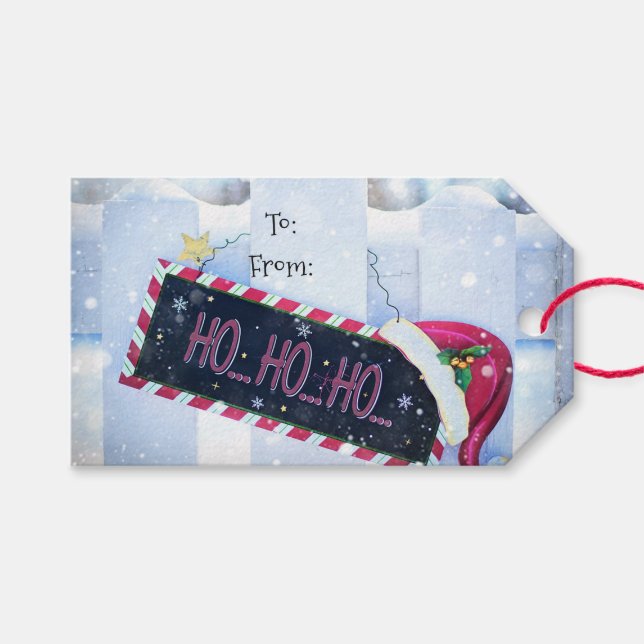 Étiquettes-cadeau Ho Ho Ho (Devant (Horizontal))