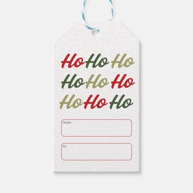 Étiquettes-cadeau Ho Ho Ho Calligraphie Noël (Devant)