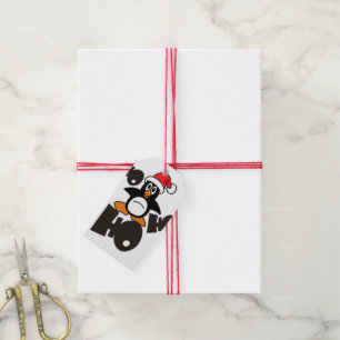 Étiquettes-cadeau Ho Ho Ho - Pingouin - merry christmas + your idea