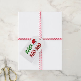 Étiquettes-cadeau Ho Ho Ho Santa Hat Noël rouge vert script