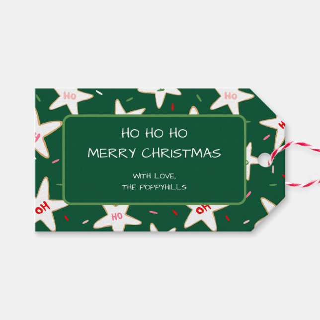Étiquettes-cadeau Ho Ho Ho Star Cookie Noël (Devant (Horizontal))