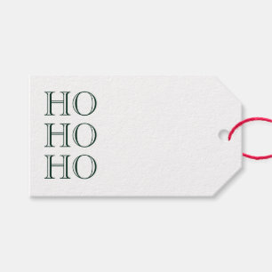 Étiquettes-cadeau Ho Ho Ho vert foncé blanc blanc blanc
