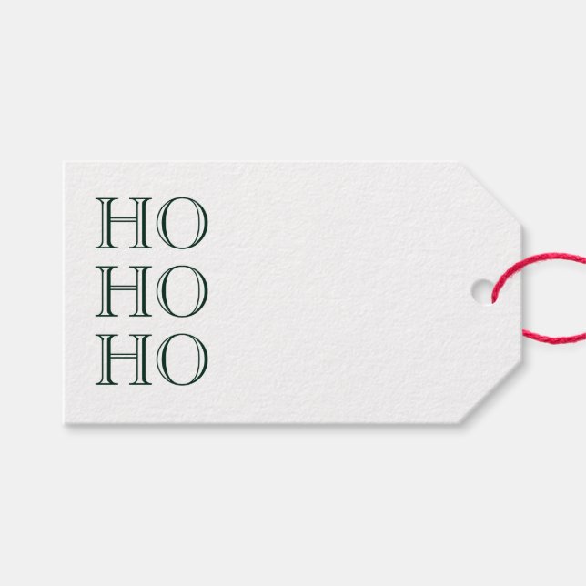 Étiquettes-cadeau Ho Ho Ho vert foncé blanc blanc blanc (Devant (Horizontal))