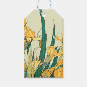 Étiquettes-cadeau Hokusai grasshopper et iris Japon