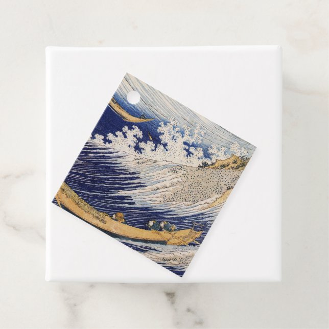 Étiquettes Cadeau Hokusai Ocean Waves Sea Boats (En situation)