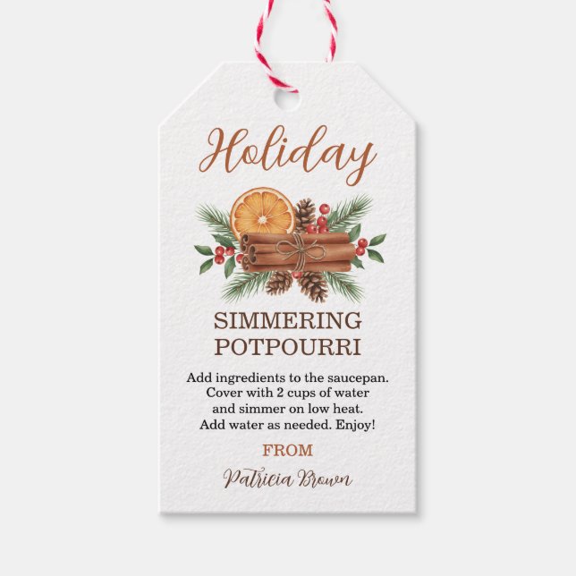 Étiquettes-cadeau Holiday Simmering Potpourri Personalized (Devant)