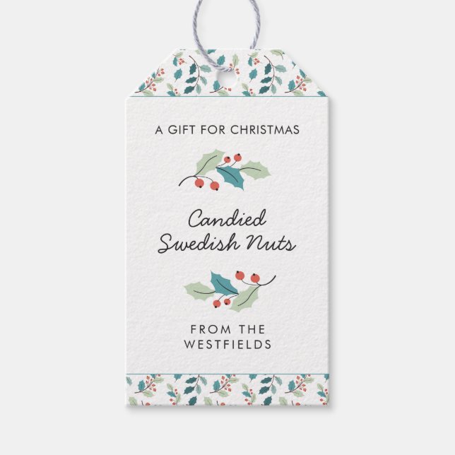 Étiquettes-cadeau Holly Berries Christmas Theme Food (Devant)