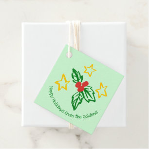 Étiquettes Cadeau Holly Berry Doodle Cadeau de Noël To From