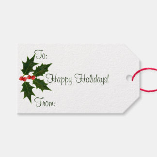 Étiquettes-cadeau Holly Happy Holidays Balises Cadeaux Enclos