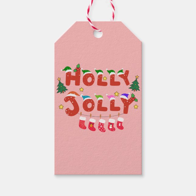 Étiquettes-cadeau Holly Jolly (Devant)