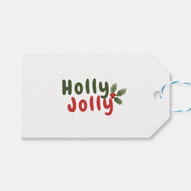 Étiquettes-cadeau Holly Jolly – Festive Holiday Font with Holly Icon (Devant (Horizontal))