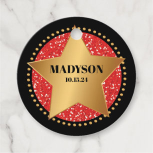 Étiquettes Cadeau HOLLYWOOD STAR Sparkle Anniversaire Fête Cadeau Fa