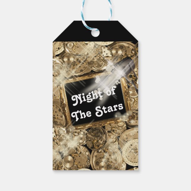 Étiquettes-cadeau Hollywood stars steampunk or noir (Dos)