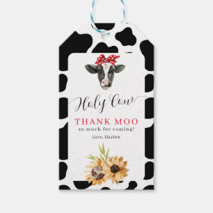 Étiquettes-cadeau Holy Cow Thank Moo Sunflower Anniversaire