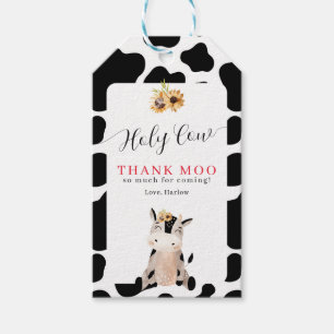 Étiquettes-cadeau Holy Cow Thank Moo Sunflower Anniversaire
