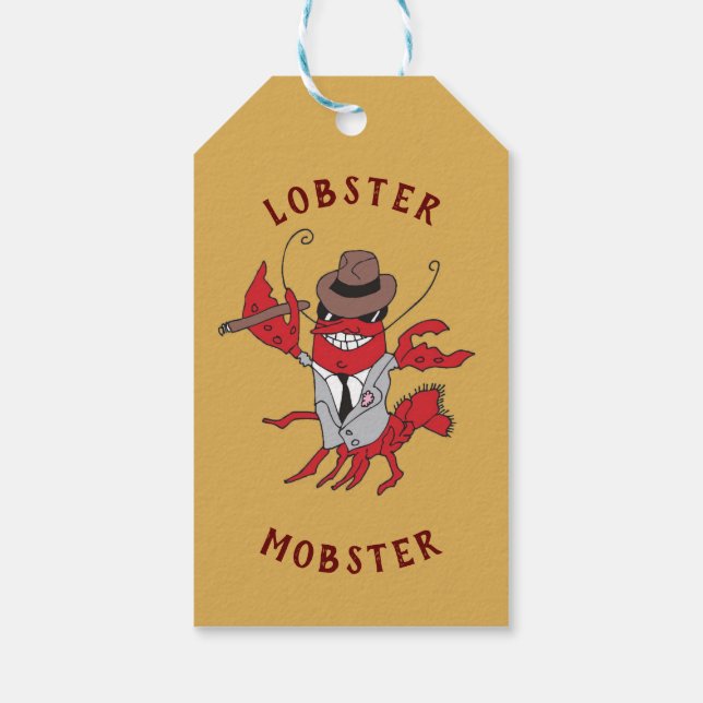 Étiquettes-cadeau Homard Homard 🦞 Drôle Cartoon Gangster (Dos)