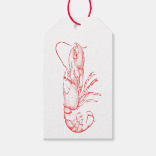 Étiquettes-cadeau homard rouge vintage