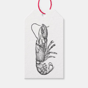 Étiquettes-cadeau   homard vintage - noir et blanc 