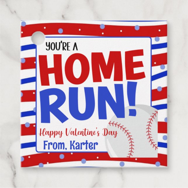 Étiquettes Cadeau Home Run Baseball Valentine (Devant)