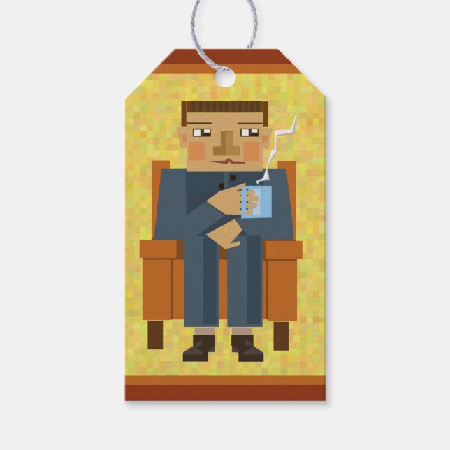 Étiquettes-cadeau Homme avec une tasse de café (Devant)