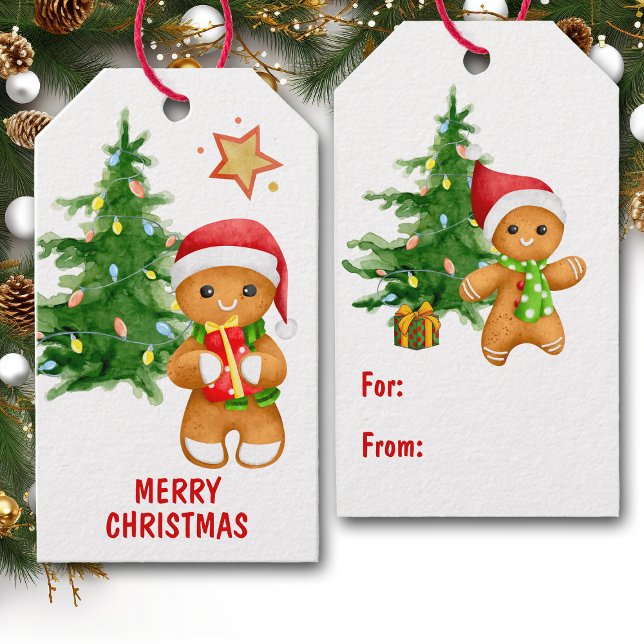 Étiquettes-cadeau Homme de pain d'épice de l'arbre de Noël (Créateur téléchargé)