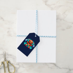 Étiquettes-cadeau Homme en pain d'épices - Drôle Pixel Art Holiday