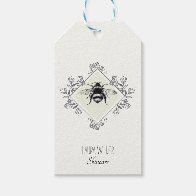 Étiquettes-cadeau Honey Bee Floral Logo Produits de soins (Devant)
