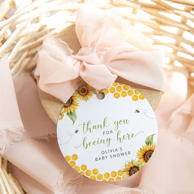 Étiquettes Cadeau Honeypeb Bee Baby shower d'été Merci (Créateur téléchargé)