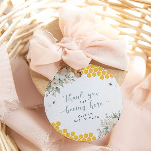 Étiquettes Cadeau Honeypeb Bee Baby shower d'été Merci (Créateur téléchargé)