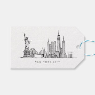 Étiquettes-cadeau Horizon de New York minimaliste en ligne art