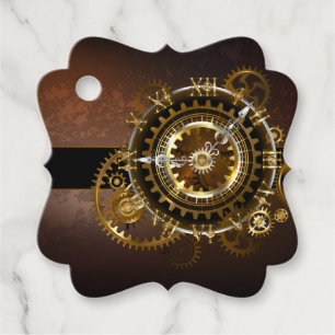 Étiquettes Cadeau Horloge Steampunk avec des engrenages anciens