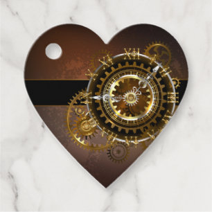 Étiquettes Cadeau Horloge Steampunk avec des engrenages anciens