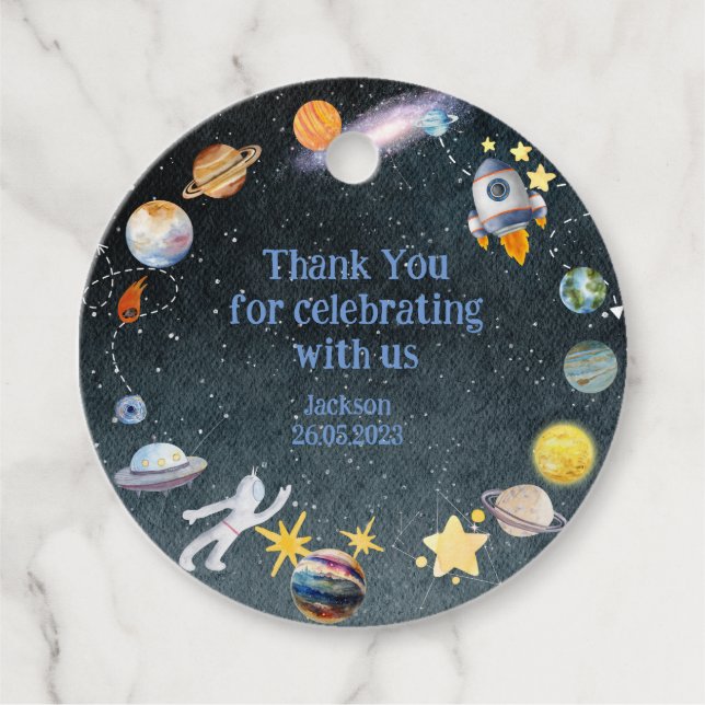 Étiquettes Cadeau Hors de ce monde l'aventure spatiale merci (Devant)