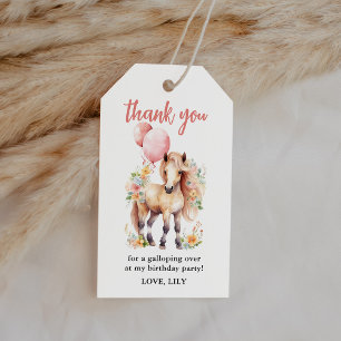 Étiquettes-cadeau Horse Floral Anniversaire Merci Favoriser