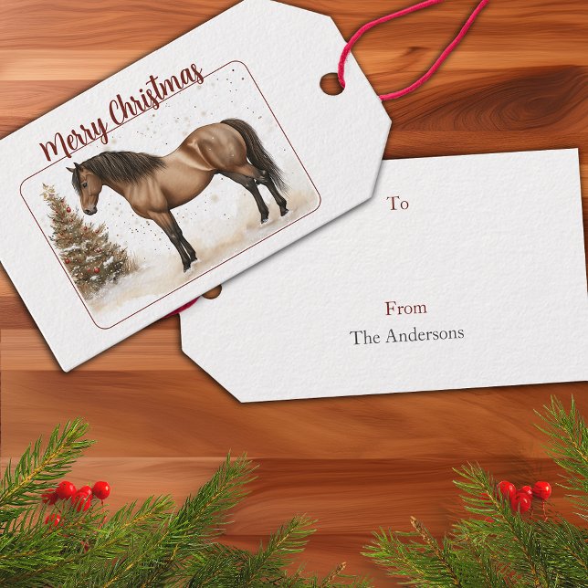 Étiquettes-cadeau Horse Merry Christmas Personalized (Horse Merry Christmas Personalized Gift Tags)