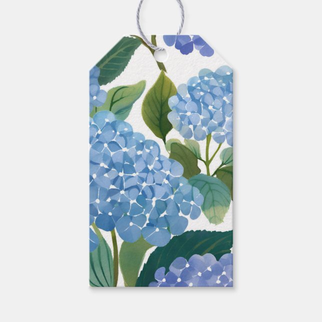 Étiquettes-cadeau Hortensias Bleus Fleurs Pétales Floraux Belle Fleu (Devant)