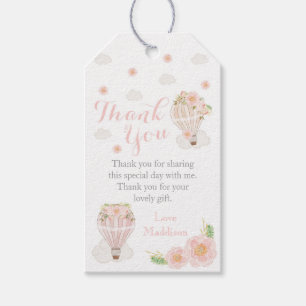 Étiquettes-cadeau Hot Air Balloon Faver Tags Girl Rose