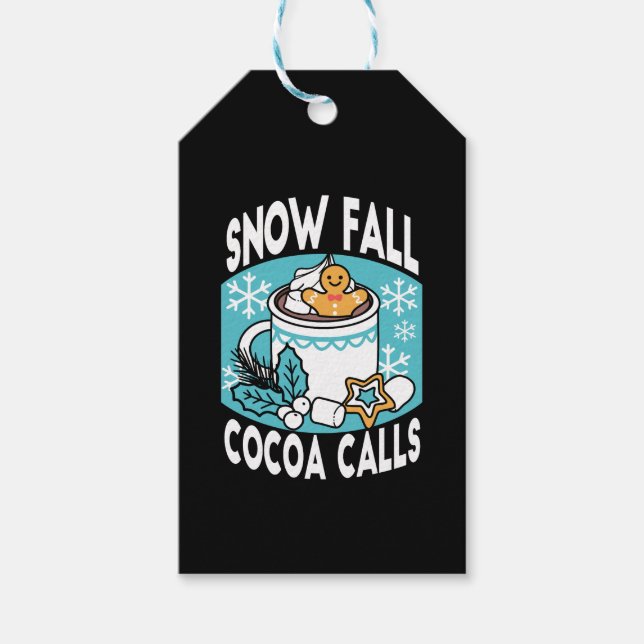 Étiquettes-cadeau Hot Cocoa and Winter Charm - Snow Fall Cocoa Calls (Devant)