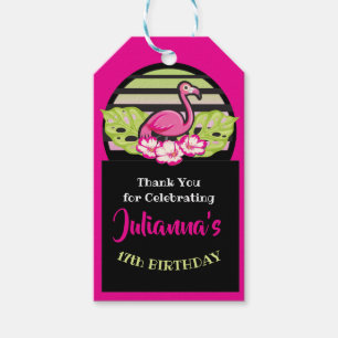 Étiquettes-cadeau HOT PINK FLAMANT ROSE Tropical Feuille Fête Cadeau