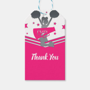 Étiquettes-cadeau Hot Rose & White Stars Cheer Cheer Party