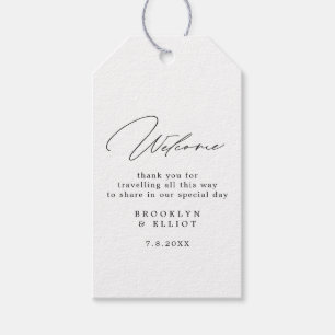 Étiquettes-cadeau Hôtel minimaliste Mariage de script Accueil