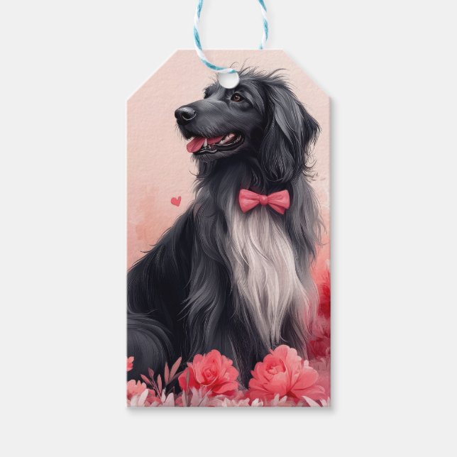 Étiquettes-cadeau Hound afghan avec Roses - Saint Valentin (Devant)