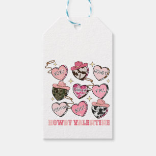 Étiquettes-cadeau Howdy Valentine Heart Cowhide Western