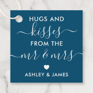 Étiquettes Cadeau Hugs et Baisers de M. et Mme Ocean Blue